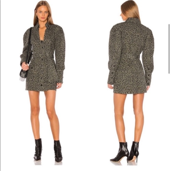 404 NWT Marissa Webb Animal Print Long Sleeve Button Up Dress Size 2 - Picture 2 of 8